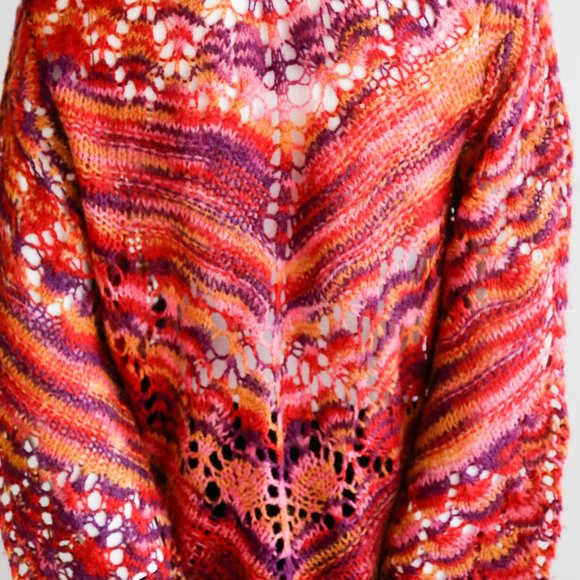 Free People Colourful Crochet Open Knit Boho Cardi - Picture 8 of 11